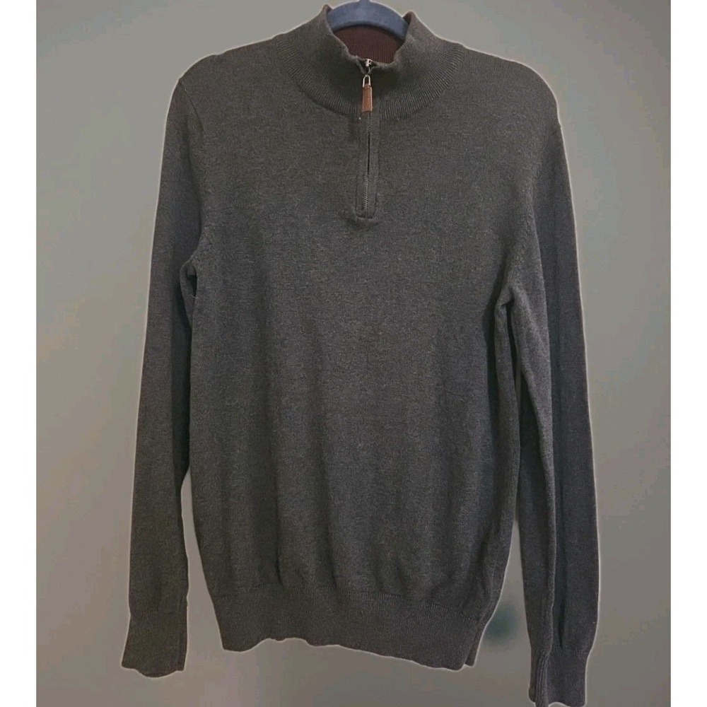 Mark Law Quarter Zip Sweater Black Cotton Collar Preppy Cozy Mens Size Small